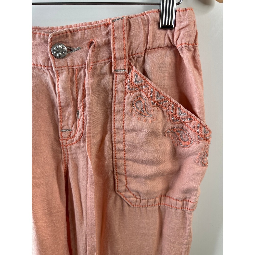 Miss Me Cargo 100% Linen Wide Leg Trouser Pants Coral Pink Small Lagonlook Beach - Picture 4 of 16